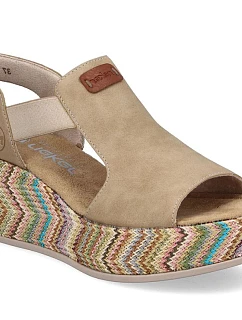 Dámske sandále na podpätku béžové Rieker 69472-60