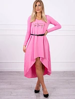 Šaty s ozdobným pásikom a nápisom light pink