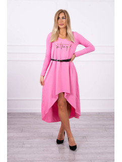 Šaty s ozdobným pásikom a nápisom light pink