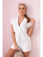 Krátký overal model 19780119 v pase ecru - K-Fashion Krátký overal model 19780119 v pase ecru - K-Fashion