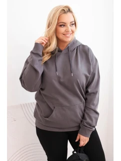 Dámska bavlnená mikina s kapucňou v nadmernej veľkosti s klokaním vreckom Graphite