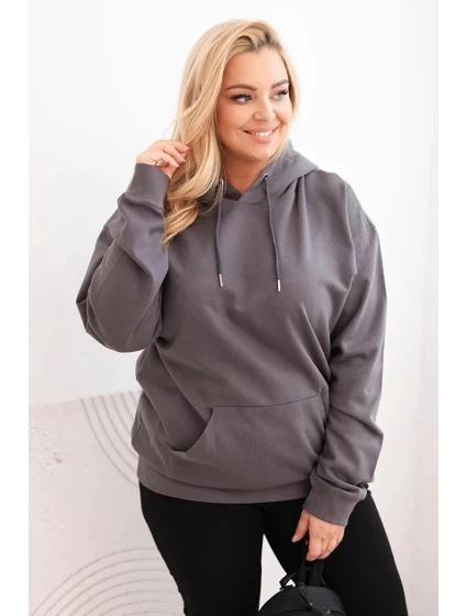 Dámska bavlnená mikina s kapucňou v nadmernej veľkosti s klokaním vreckom Graphite Dámska bavlnená mikina s kapucňou v nadmernej veľkosti s klokaním vreckom Graphite