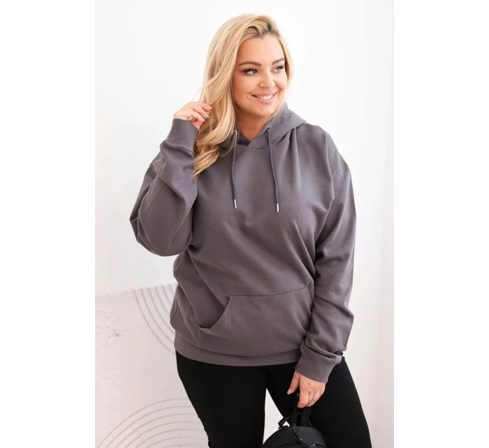 Dámska bavlnená mikina s kapucňou v nadmernej veľkosti s klokaním vreckom Graphite Dámska bavlnená mikina s kapucňou v nadmernej veľkosti s klokaním vreckom Graphite