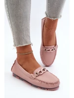 Dámské kožené mokasíny s ozdobou růžové model 21655767 - S.Barski