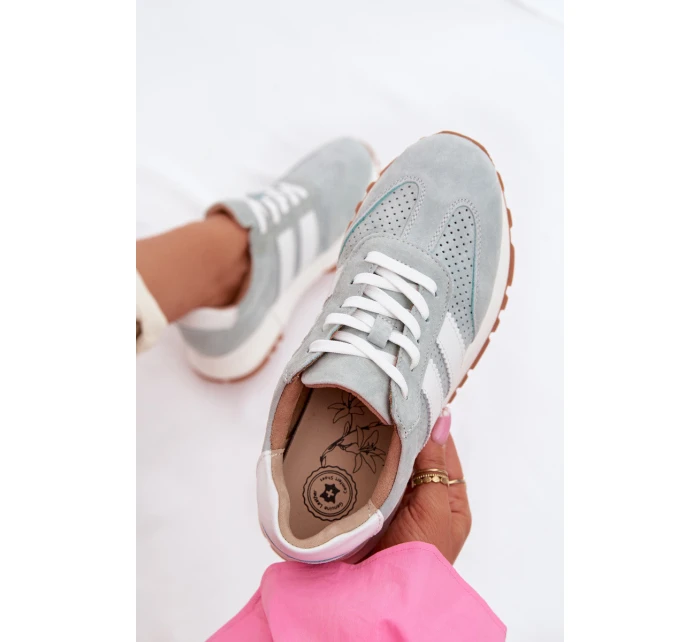 Dámské tenisky z přírodního semiše mátové model 22007477 - EVENTO