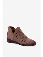 Dámske perforované členkové topánky na nízkom podpätku Vinceza 58626 dark beige Dámske perforované členkové topánky na nízkom podpätku Vinceza 58626 dark beige