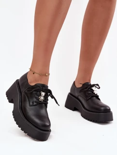 Dámske poltopánky s pripínacím doplnkom z ekokože Laurea - čierne