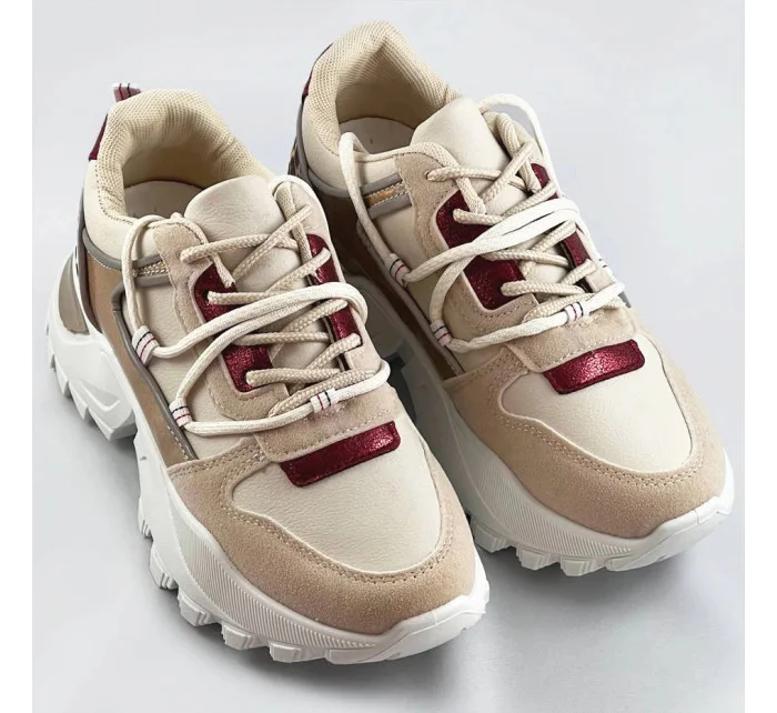 Béžové dámske športové topánky so zvieracím motívom (VIVI1038)