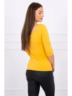 Hořčicová halenka s kulatým výstřihem