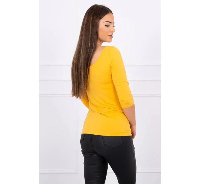 Hořčicová halenka s kulatým výstřihem