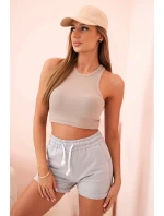 Dámské bavlněné kraťasy s gumou a šňůrkou v pase šedé
