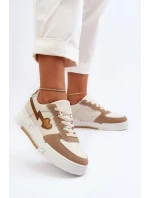 Sneakersy Damskie Na Platformie Beżowe Zeparine Sneakersy Damskie Na Platformie Beżowe Zeparine