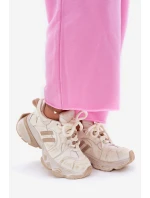 Dámské Kožené Tenisky model 21692733 Béžové - Goe