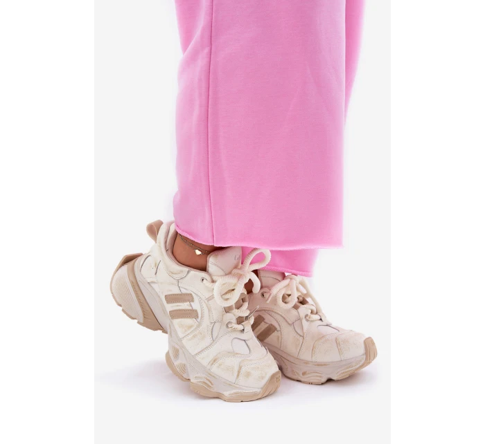 Dámské Kožené Tenisky model 21692733 Béžové - Goe