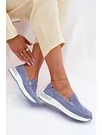 Dámské mokasíny z přírodního semiše modré model 22095022 - EVENTO