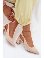 Materiál sandále na podpätku Beige Elissea