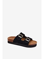 Kožené semišové dámské sandály na platformě s přezkami Vinceza 102657 černé