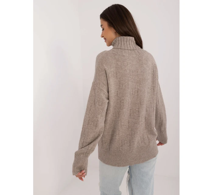 Sweter AT SW ciemny bezowy model 20470394 - FPrice Sweter AT SW ciemny bezowy model 20470394 - FPrice