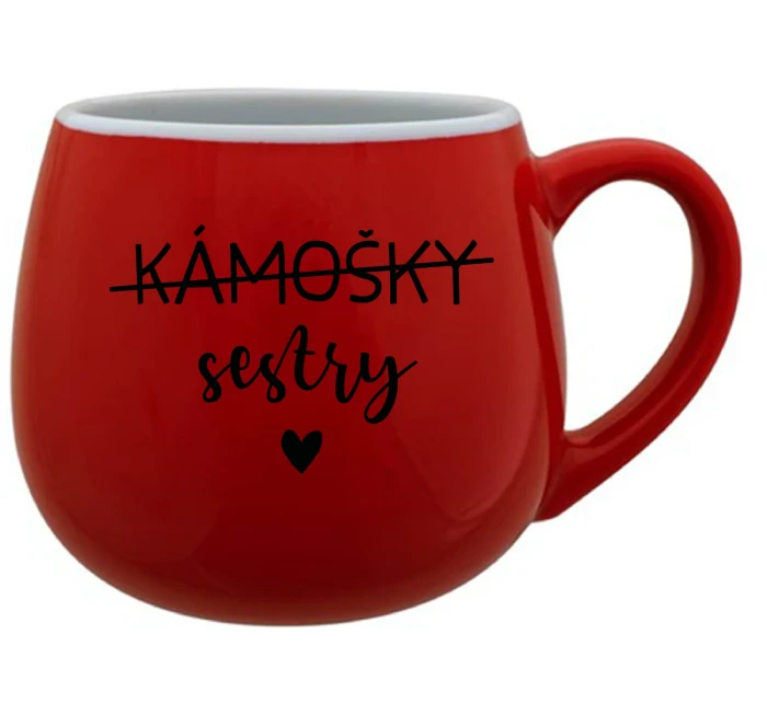 KÁMOŠKY SESTRY - červený keramický hrníček 300 ml KÁMOŠKY SESTRY - červený keramický hrníček 300 ml