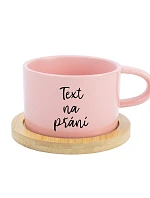 TEXT NA ŽIADOSŤ - ružový keramický hrnček Makronka 200 ml