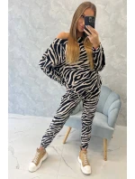 Zebra velúrová súprava čierna + béžová Zebra velúrová súprava čierna + béžová