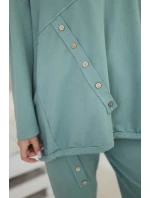 Bavlnená tepláková súprava Oversize + nohavice tmavá mentolová Bavlnená tepláková súprava Oversize + nohavice tmavá mentolová