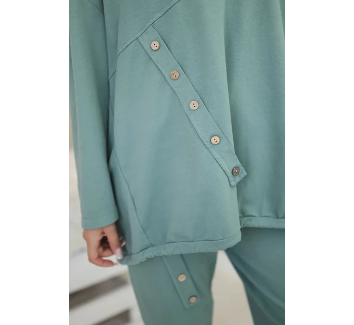 Bavlnená tepláková súprava Oversize + nohavice tmavá mentolová Bavlnená tepláková súprava Oversize + nohavice tmavá mentolová