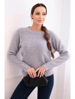 Dámsky detský sveter z alpaky s dlhými rukávmi svetlo sivý