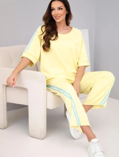 Dámska maslová viskózna mikina a nohavice s tienidlami žltá