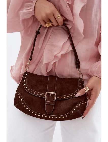 Kožená Eko semišová kabelka s přezkami model 22111538 - Flora&Co