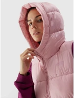 Dámska páperová vesta s výplňou zo syntetického peria 4F - ružová