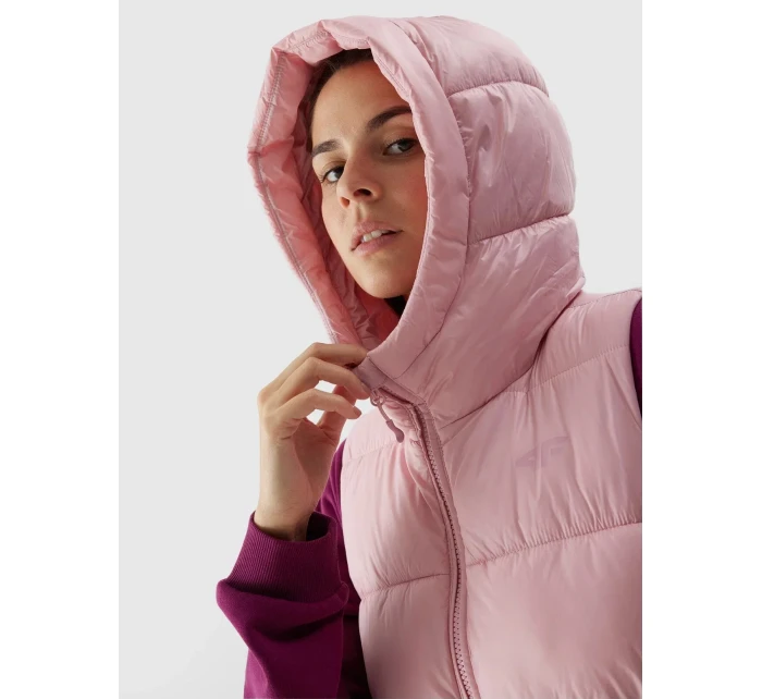 Dámska páperová vesta s výplňou zo syntetického peria 4F - ružová