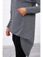 Mikina s kapucňou s dlhým chrbtom v grafitovej farbe