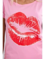 Blúzka s potlačou pier svetloružová