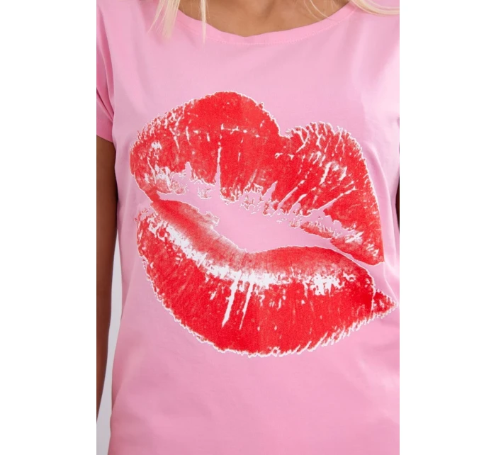 Blúzka s potlačou pier svetloružová