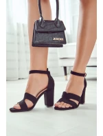 Módní Semišové sandály na vysokém podpatku Černé model 21578502 - Boto