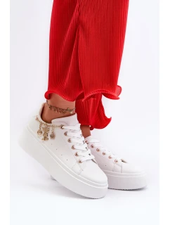 Sneakersy Damskie Na Platformie Z Zawieszkami Białe Tivissa