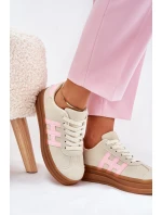 Sneakersy Damskie Na Platformie Beżowe Syliyana