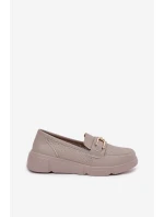 Dámské Kožené Mokasíny se Zlatým Detalem  model 21691940 - VINCEZA