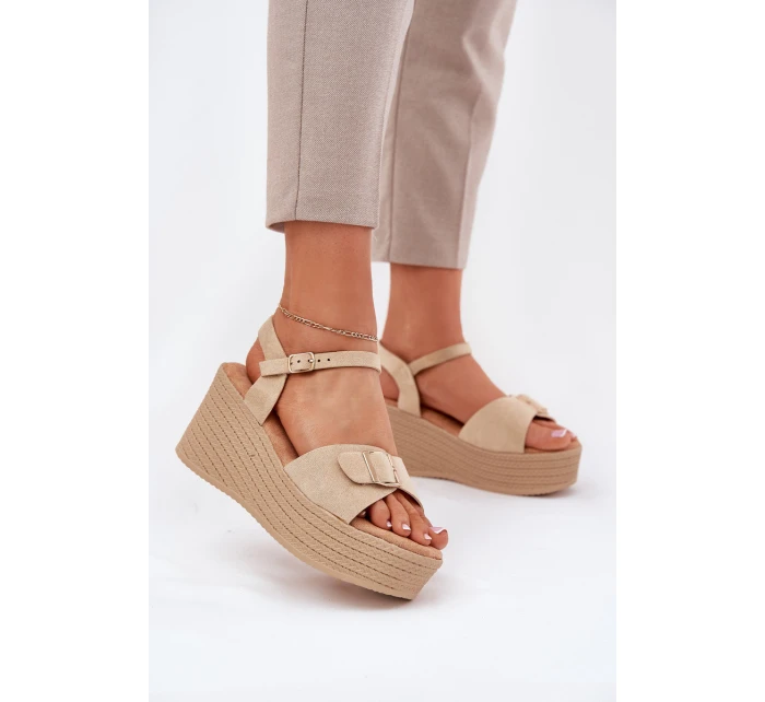 Dámské Sandály Na Klínu S Přezkou Khaki model 21696170 - Boto Dámské Sandály Na Klínu S Přezkou Khaki model 21696170 - Boto