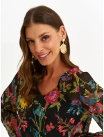 Dámska blúzka SBD1480 čierna s potlačou - FPrice Dámska blúzka SBD1480 čierna s potlačou - FPrice