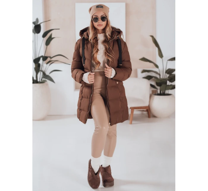 Dámská zimní bunda s kapucí hnědá Dstreet model 21990448 - FashionStreet