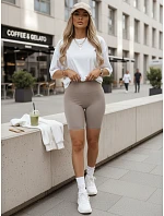 Dámske cyklistické šortky s vysokým pásom šedé FashionStreet SY0575 Dámske cyklistické šortky s vysokým pásom šedé FashionStreet SY0575