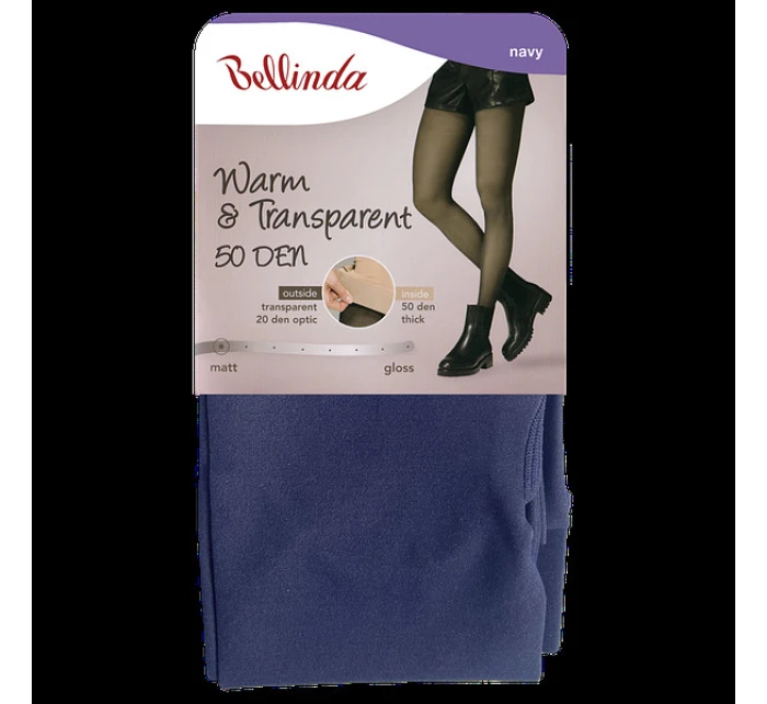 Dámske teplé pančuchy 50 DEN WARM & TRANSPARENT 50 DEN - BELLINDA - modrá