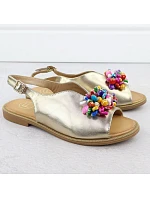 Dámske zlaté sandále s korálkami Filippo DS6230