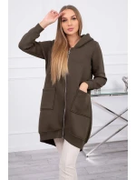 Zateplená mikina so zipsom na chrbte vo farbe khaki Zateplená mikina so zipsom na chrbte vo farbe khaki