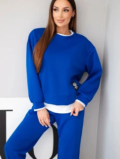 Dámský komplet s  s volnou mikinou a tepláky modrý model 21808627 - K-Fashion