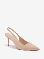 Dámske sandále na podpätku z ekologického semišu Beige Kevina