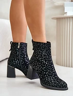 Dámske členkové topánky na podpätku CR42-192 Black - D§A