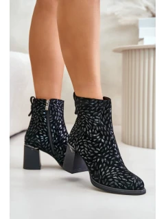 Dámske členkové topánky na podpätku CR42-192 Black - D§A